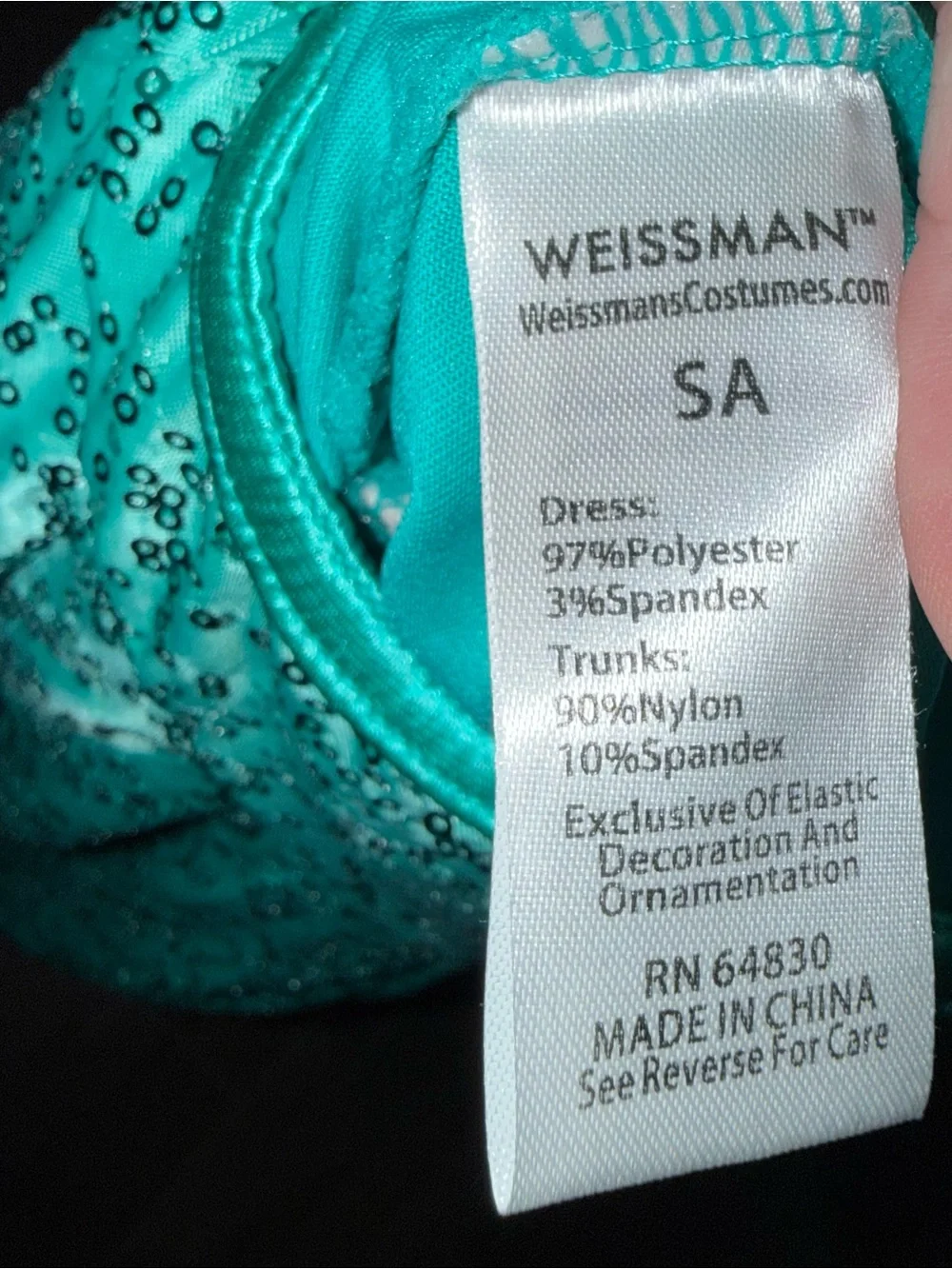 Weissman Small Adult Teal Sequin Dance Costume